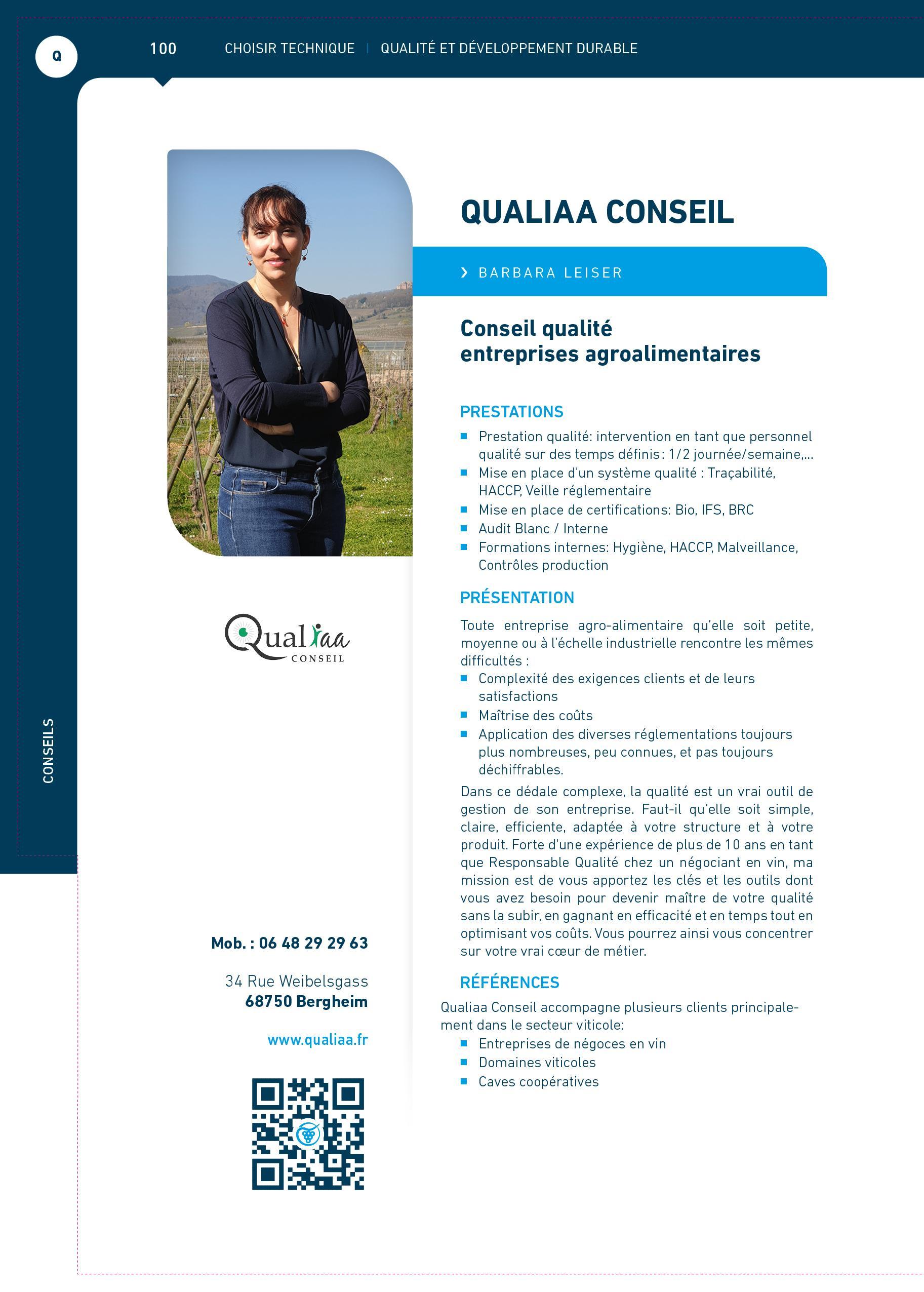 QUALIAA - Démarche qualité HACCP, prestation agroalimentaire à Bergheim > Colmar